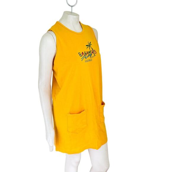 VTG CONTINENTAL IMPORTS Nassau Bahamas Embroidered Tank Dress in Yellow SZ M - Picture 5 of 11
